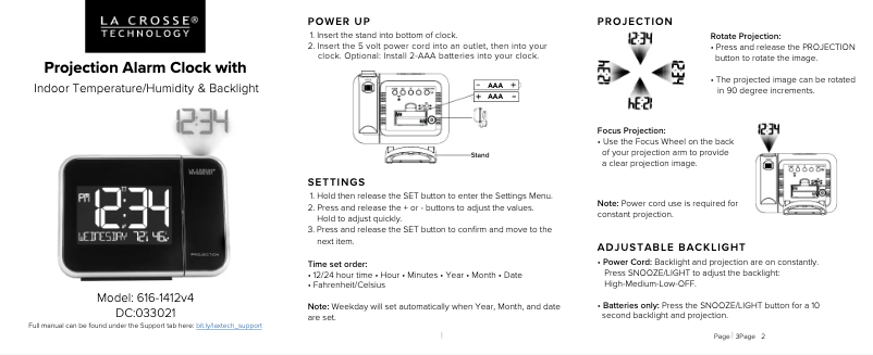 Page n°1 - Manuel utilisateur La Crosse Technology 616-1412V4
