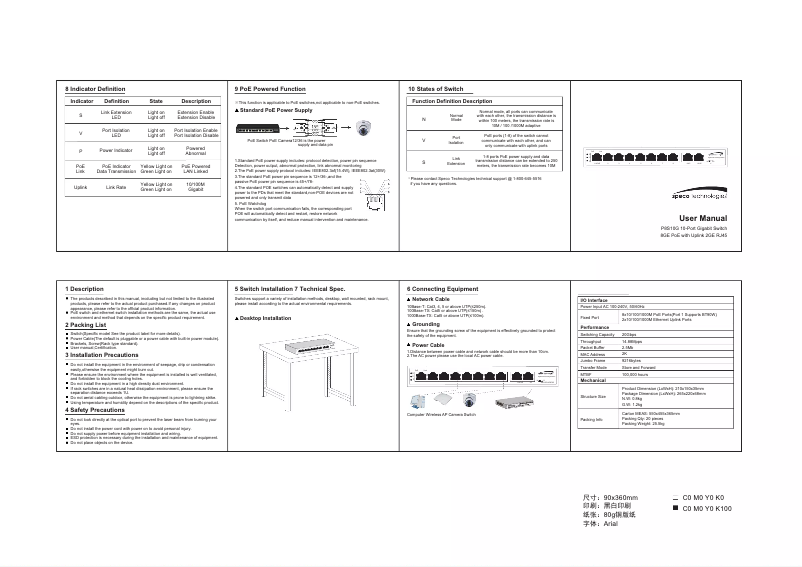 Page 1 de la notice Manuel utilisateur Speco Technologies P8S10G
