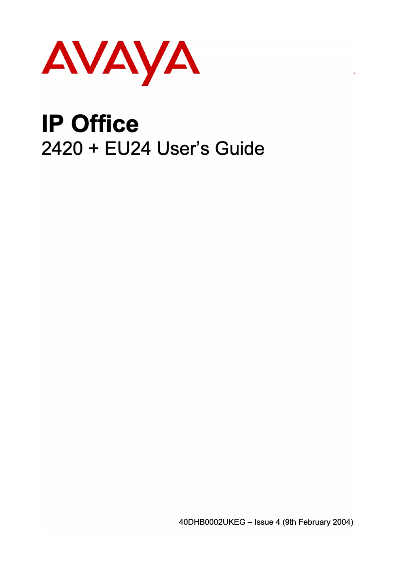 Page 1 de la notice Manuel utilisateur Avaya 2420