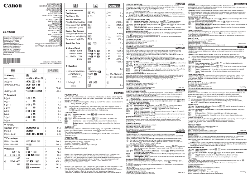Page 1 de la notice Manuel utilisateur Canon LS-100KB