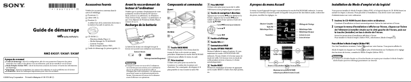 Image de la première page du manuel de l'appareil Walkman NWZ-E436F