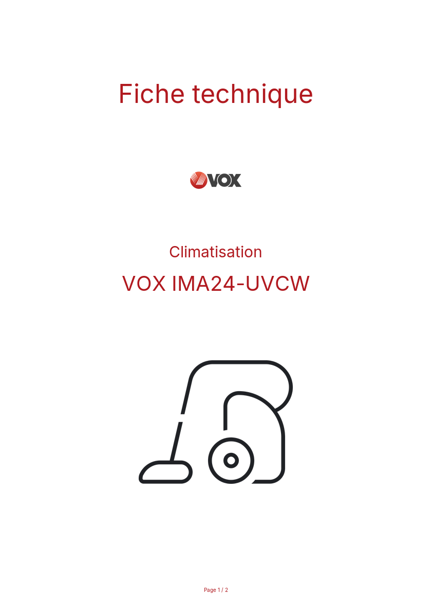 Page n°1 - Fiche technique VOX IMA24-UVCW