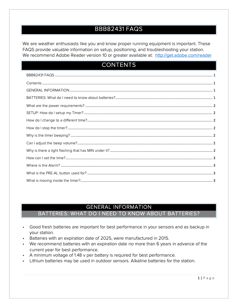 Image de la première page du manuel de l'appareil BBB82431