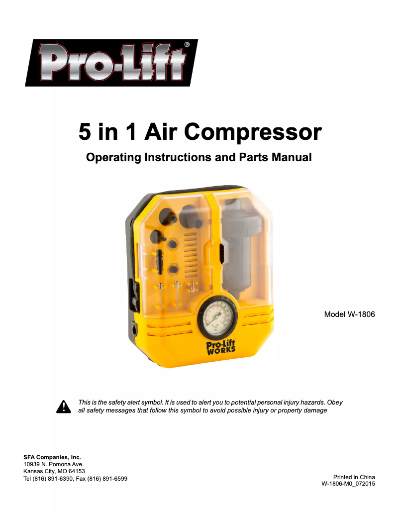 Image de la première page du manuel de l'appareil W-1806