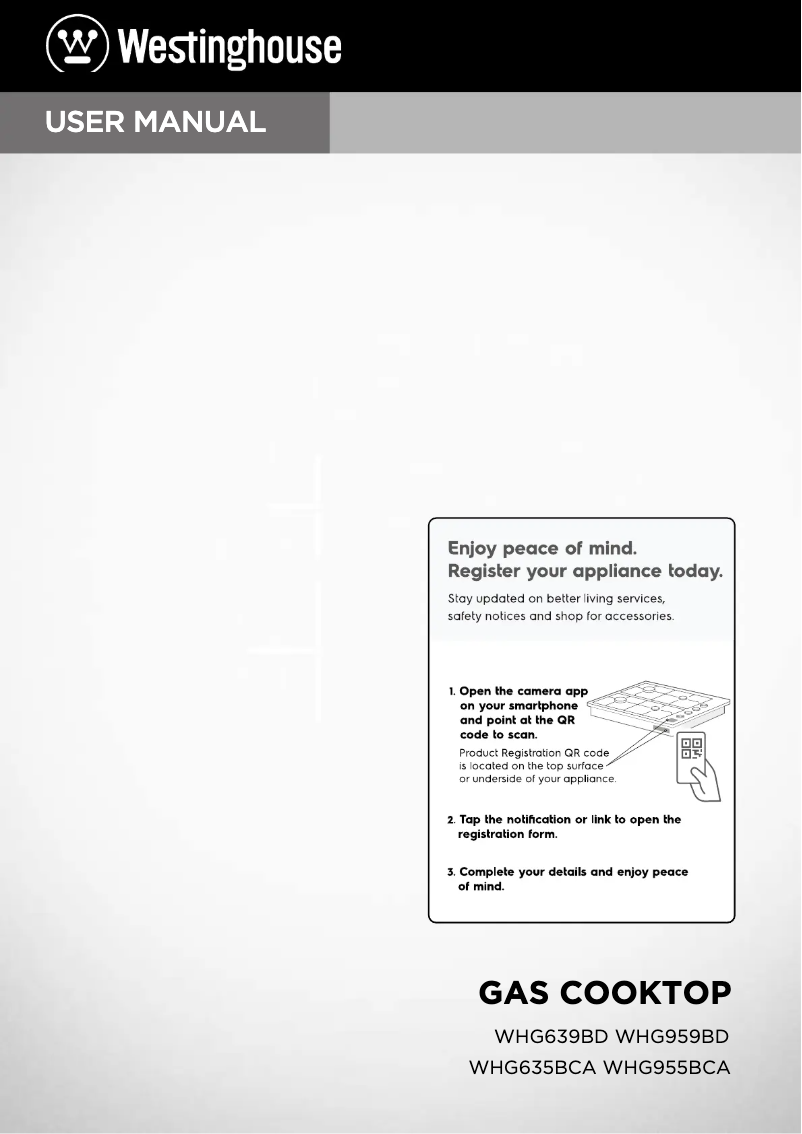 Page 1 de la notice Manuel utilisateur Westinghouse WHG635BCA