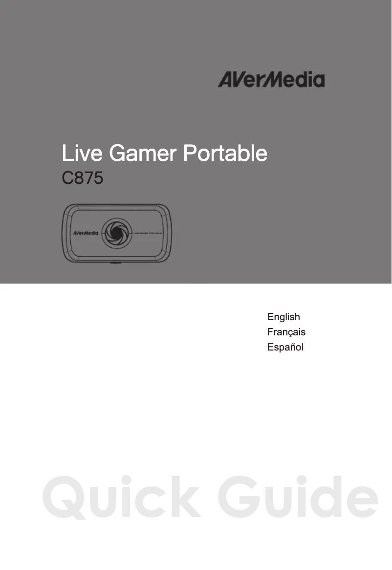 Page 1 de la notice Manuel utilisateur AVerMedia C875