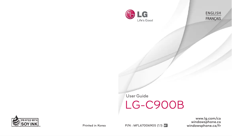Page n°1 - Manuel utilisateur LG C900B