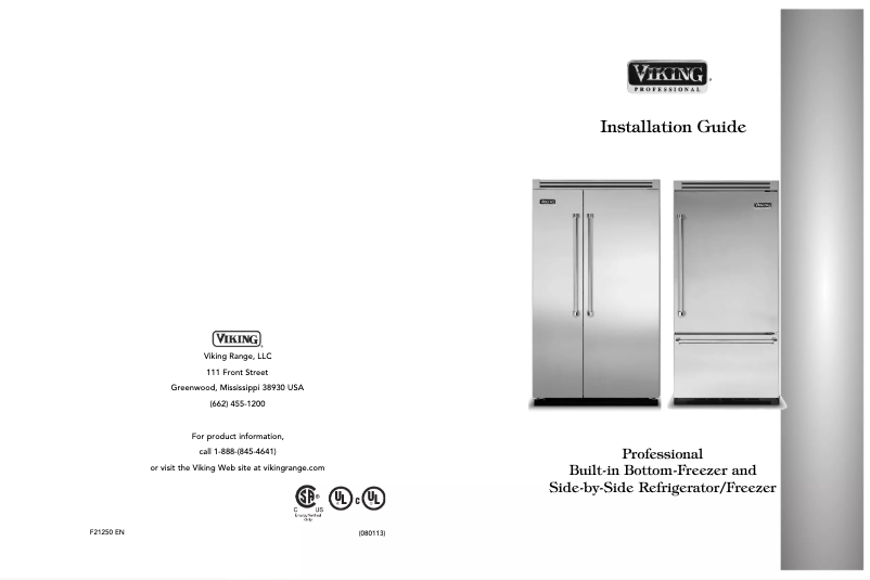 Page 1 de la notice Guide d'installation Viking VCBB5363ELBK