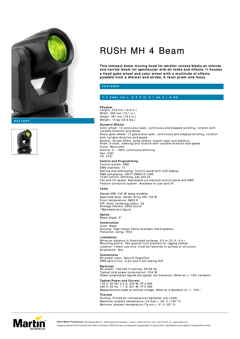 Image de la première page du manuel de l'appareil RUSH MH 4 Beam