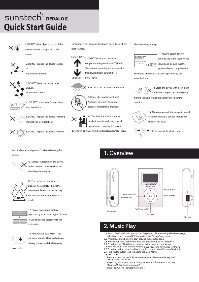 Page n°1 - Manuel utilisateur Sunstech Dedalo III