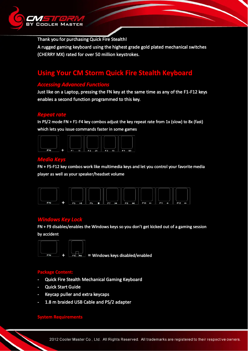 Image de la première page du manuel de l'appareil QuickFire Stealth