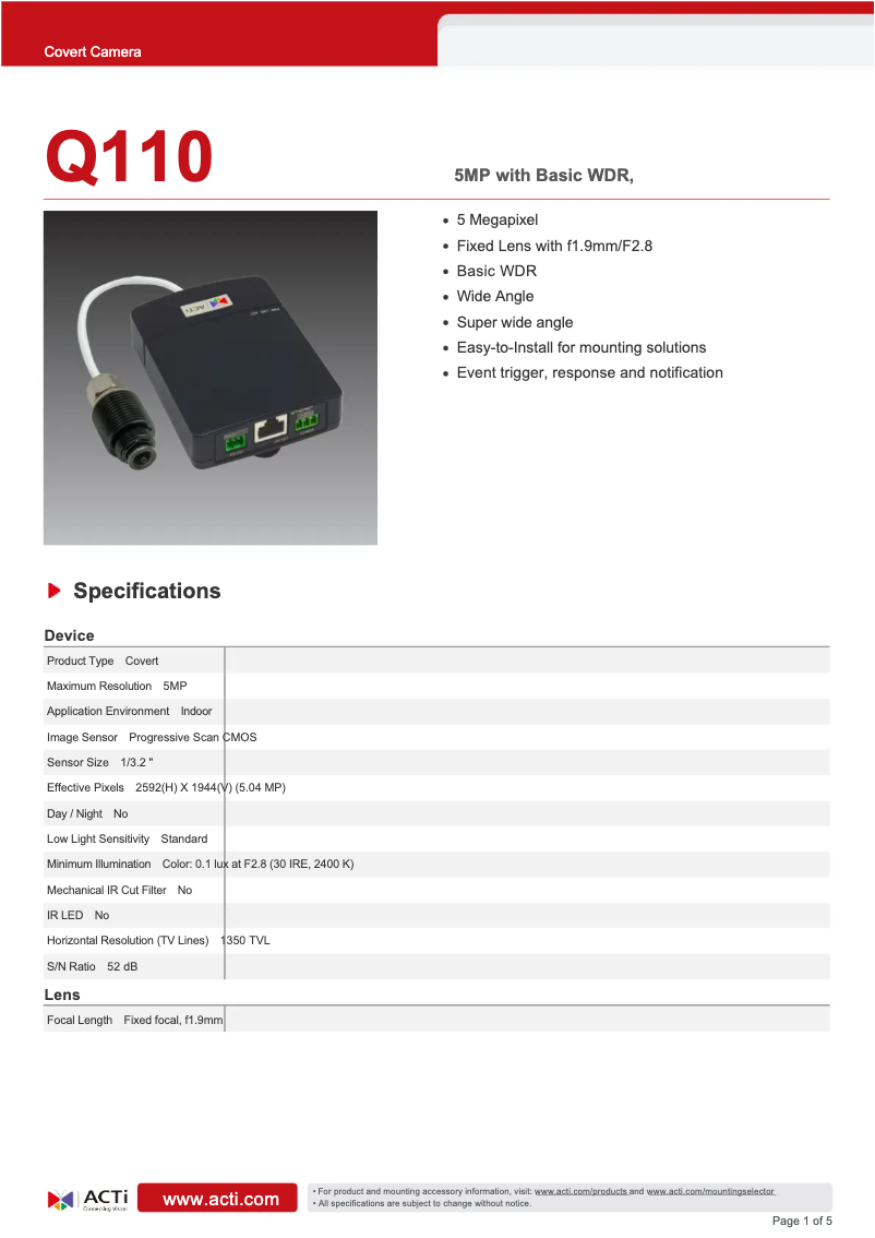 Image de la première page du manuel de l'appareil Q110