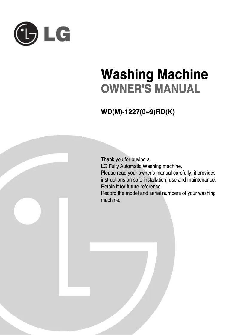 Page n°1 - Manuel utilisateur LG WD-12271RDK