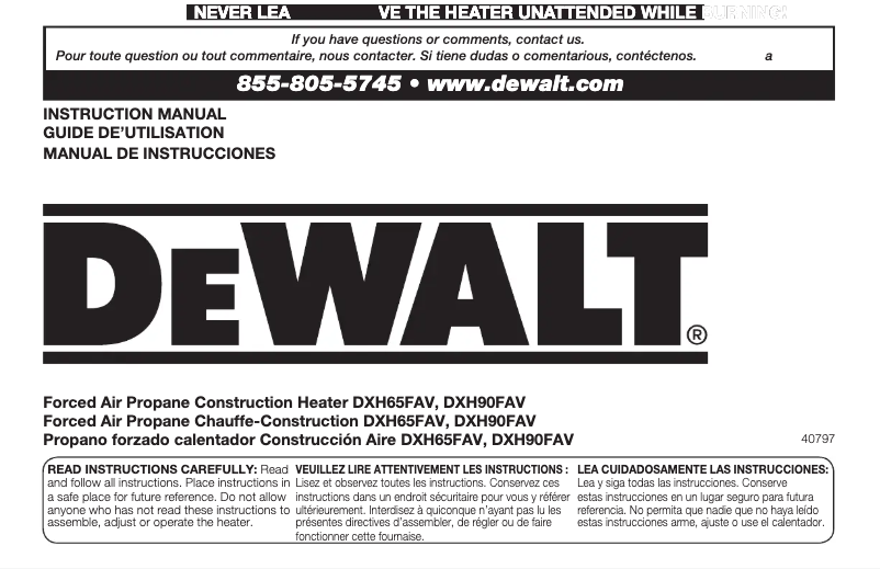 Page 1 de la notice Manuel utilisateur DeWalt DXH65FAV