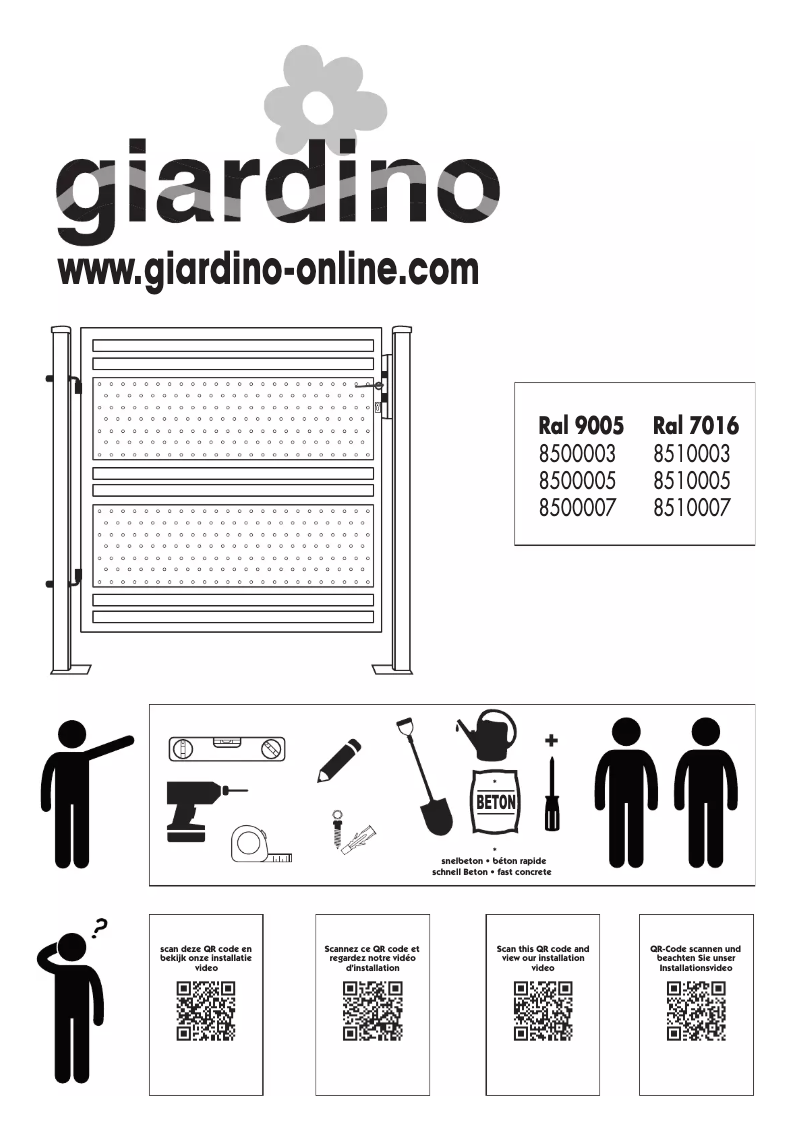 Page n°1 - Manuel utilisateur Giardino 8500005