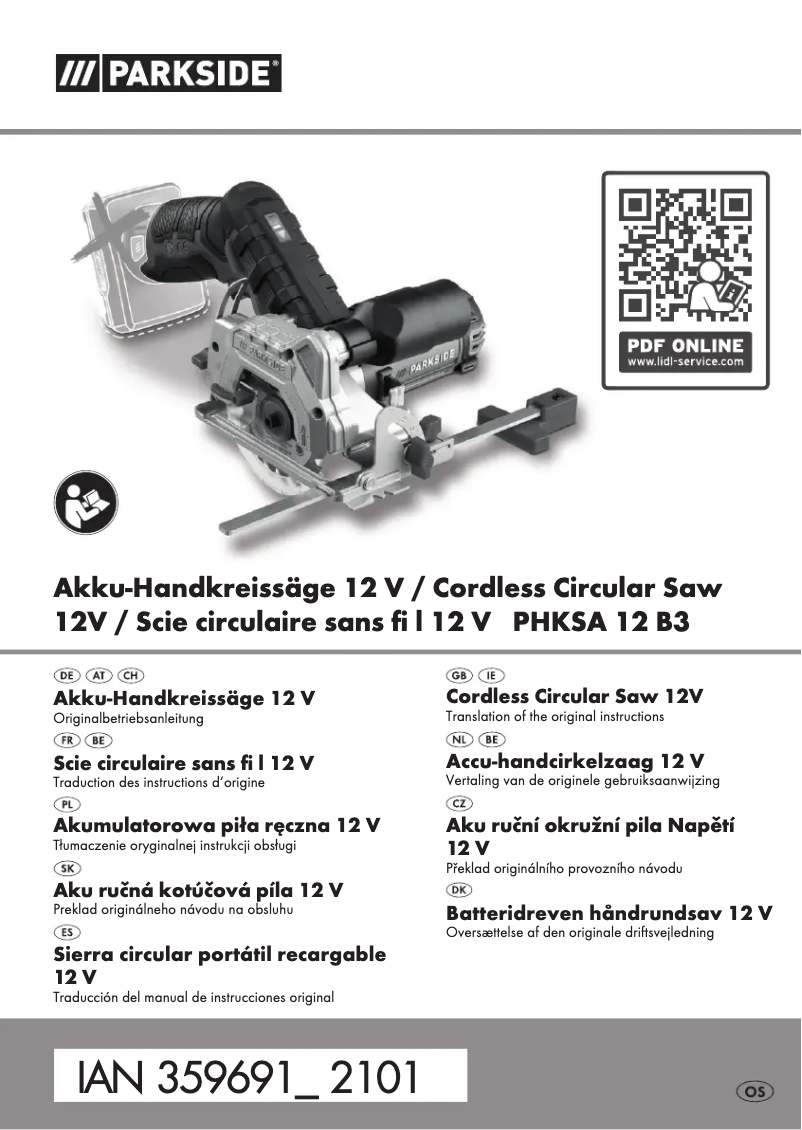 Página 1 del manual Manual de usuario Parkside PHKSA 20-Li A1