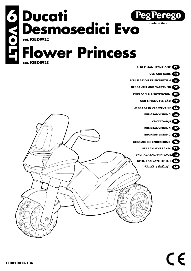 Page 1 de la notice Manuel utilisateur Peg Perego Flower Princess