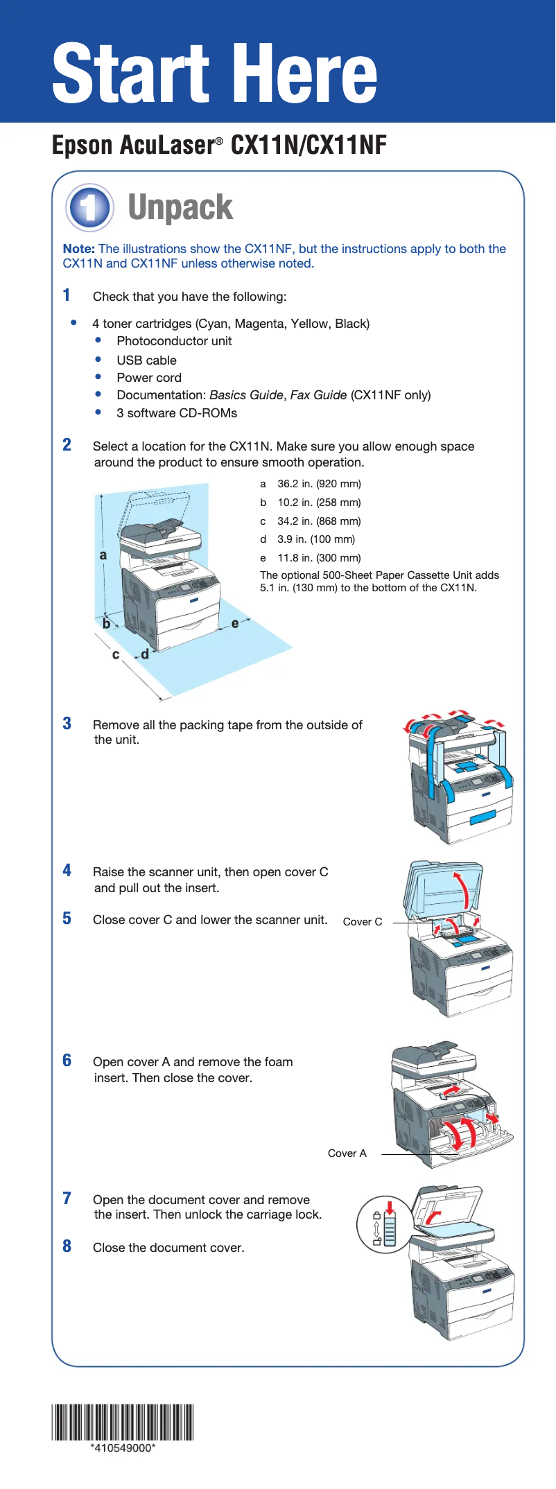 Image de la première page du manuel de l'appareil AcuLaser CX11N