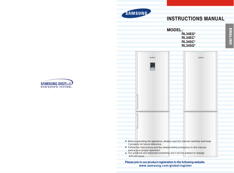 Page n°1 - Manuel utilisateur Samsung RL34ECPS