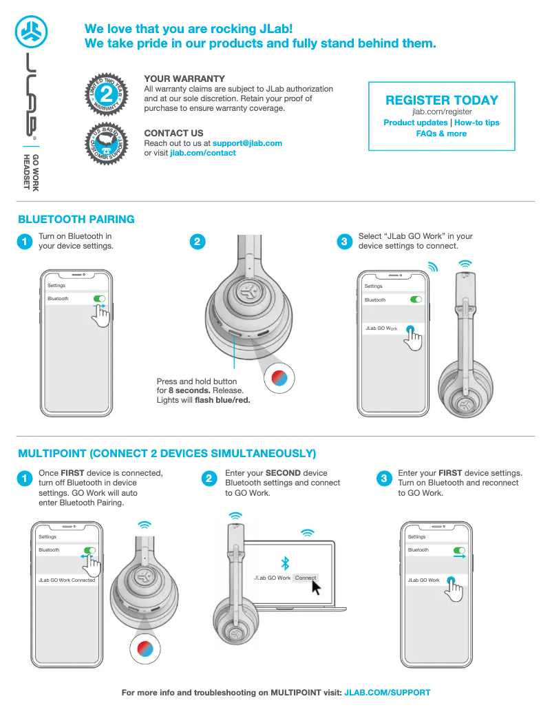 Page n°1 - Manuel utilisateur JLab GO Work Pop