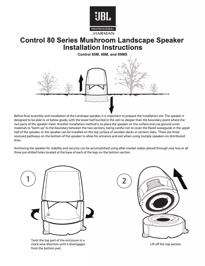 Page n°1 - Guide d'installation JBL Control 85M