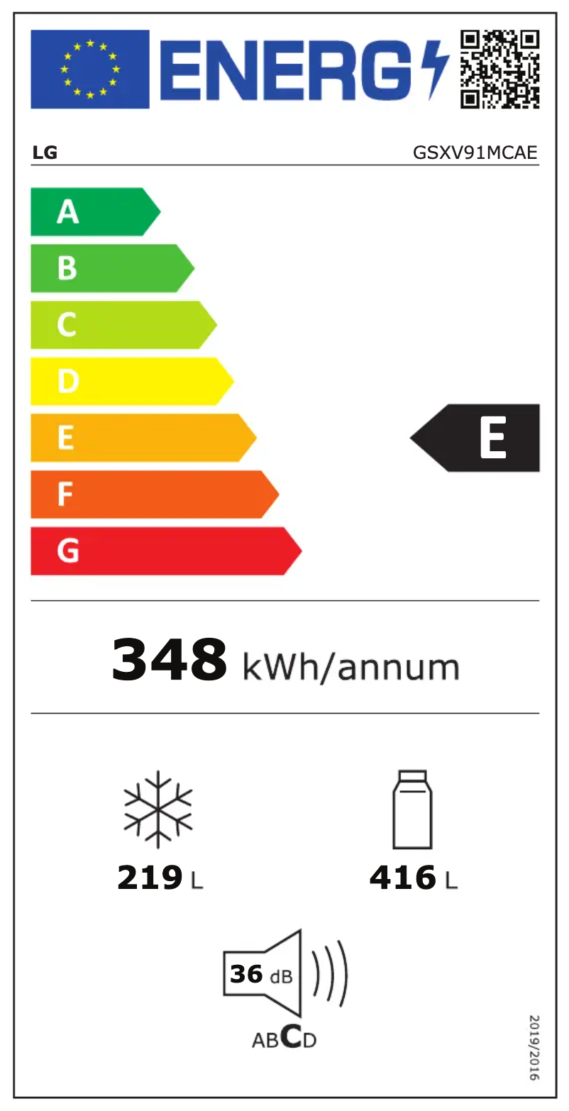 Page n°1 - Label énergétique LG GSXV91MCAE