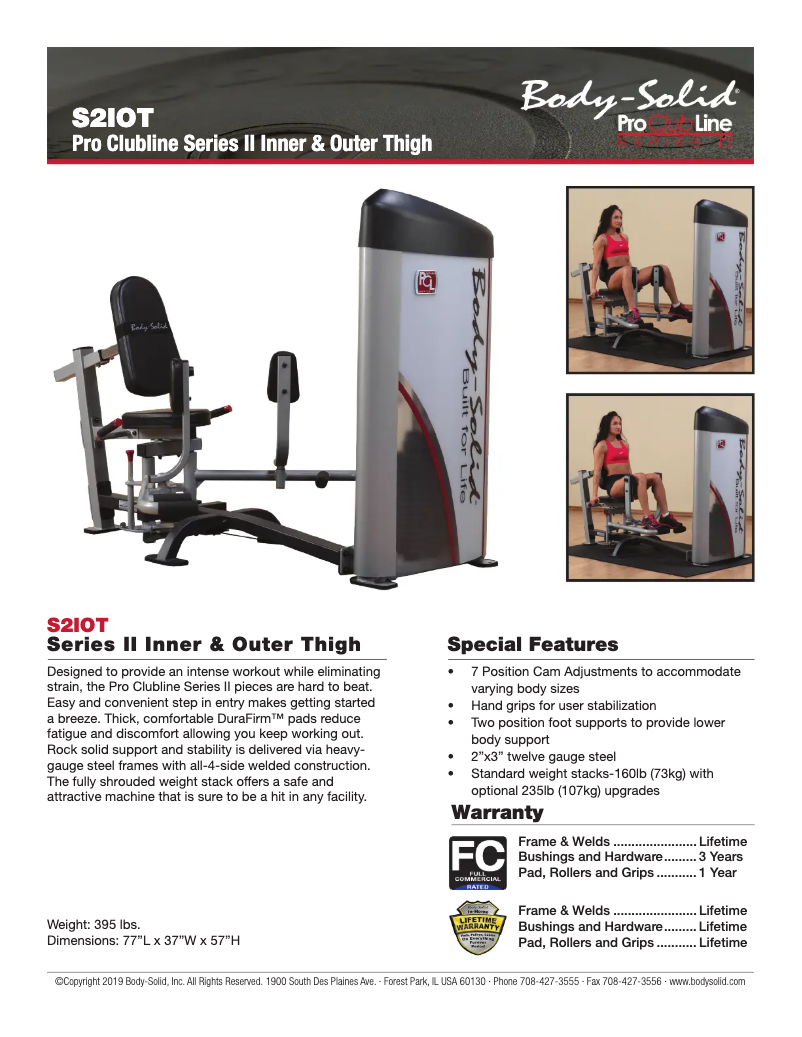 Page 1 de la notice Fiche technique Body-Solid S2IOT