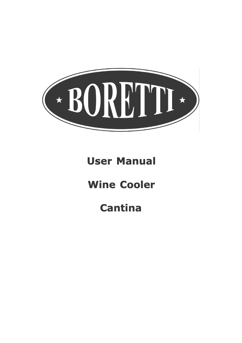 Page 1 de la notice Manuel utilisateur Boretti Cantina Wine Cooler