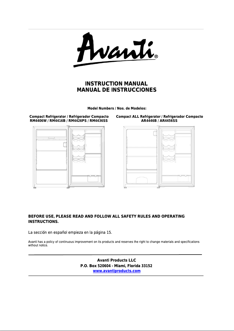 Page n°1 - Mode d'emploi Avanti AR4456SS
