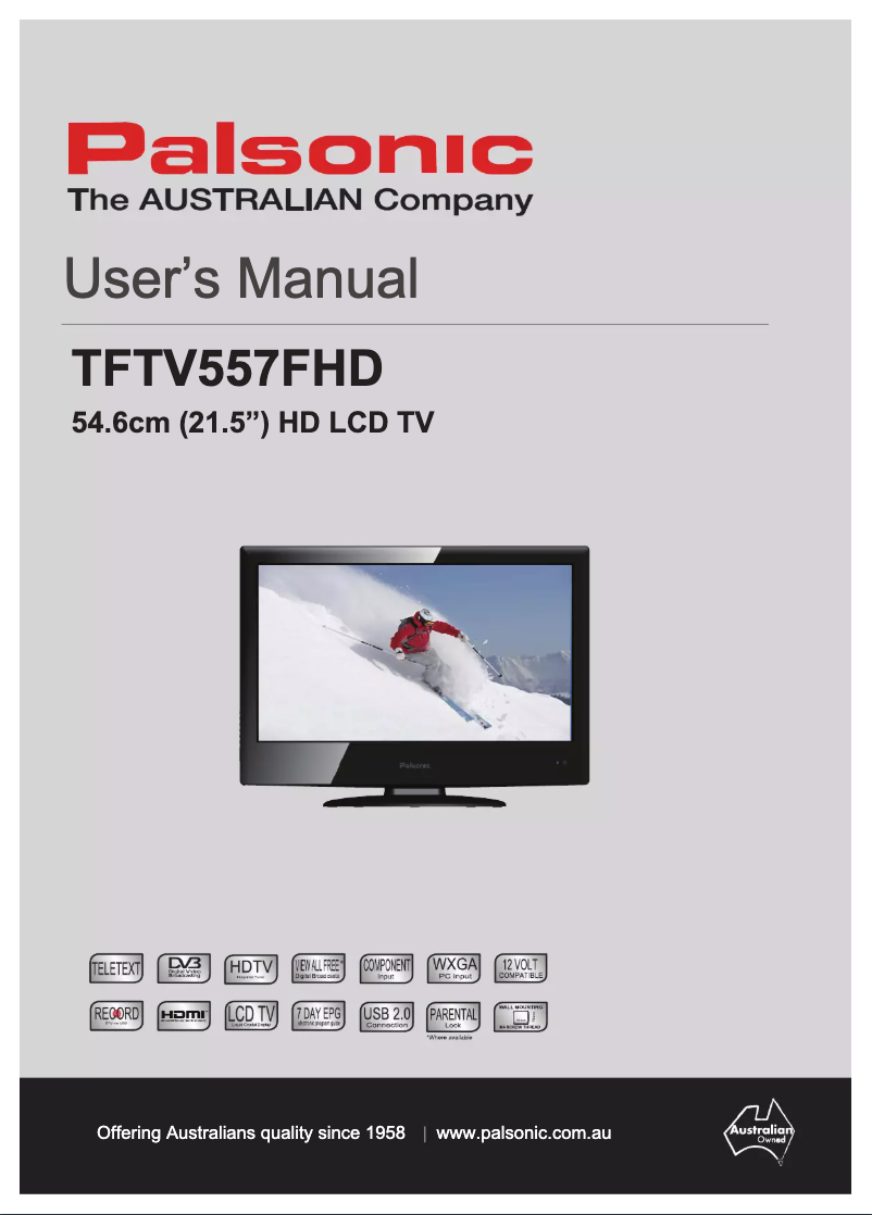 Page 1 de la notice Manuel utilisateur Palsonic TFTV557FHD