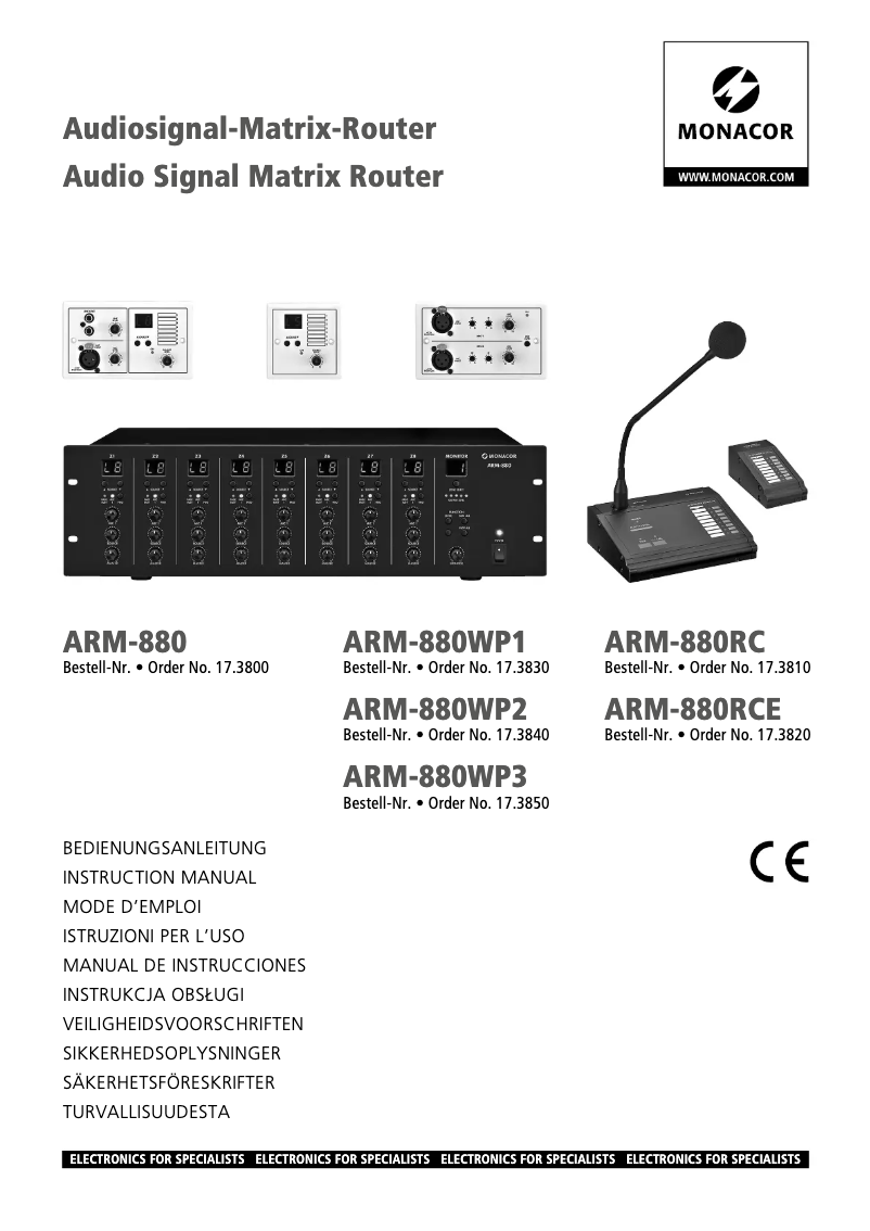 Page n°1 - Manuel utilisateur Monacor ARM-880