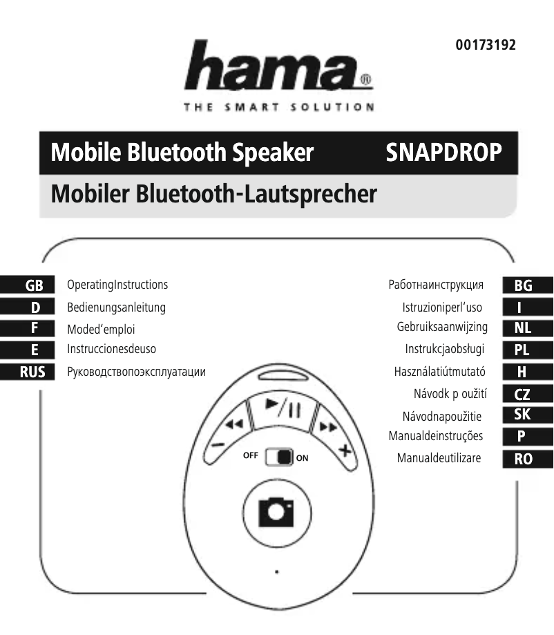 Page 1 de la notice Manuel utilisateur Hama SnapDrop 00173192