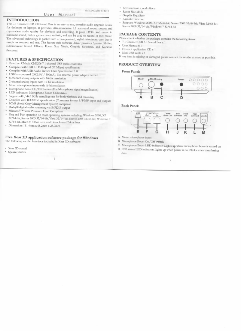 Image de la première page du manuel de l'appareil SD-AUD20040