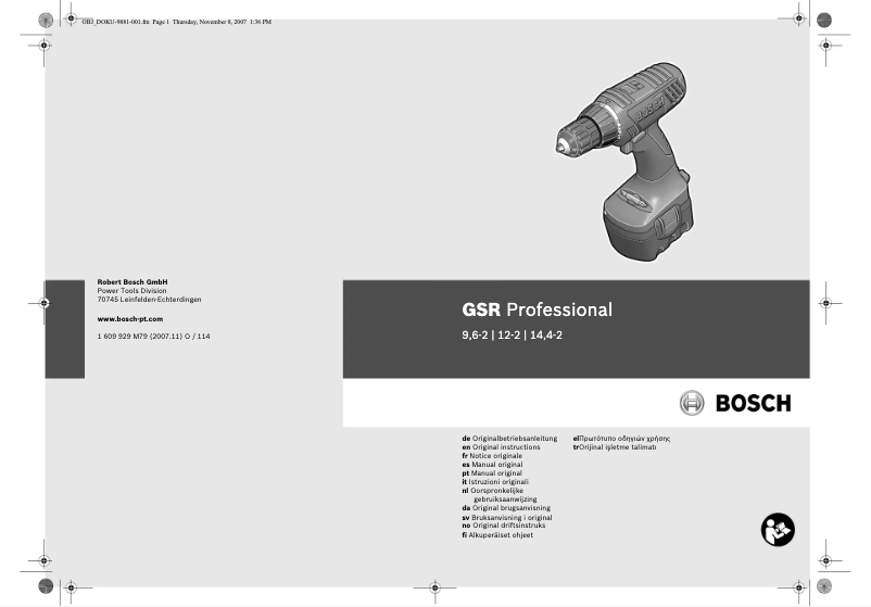 Page 1 de la notice Manuel utilisateur Bosch GSR 12-2