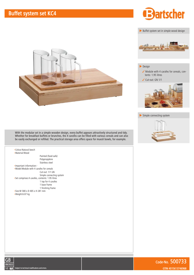 Page n°1 - Fiche technique Bartscher KC4