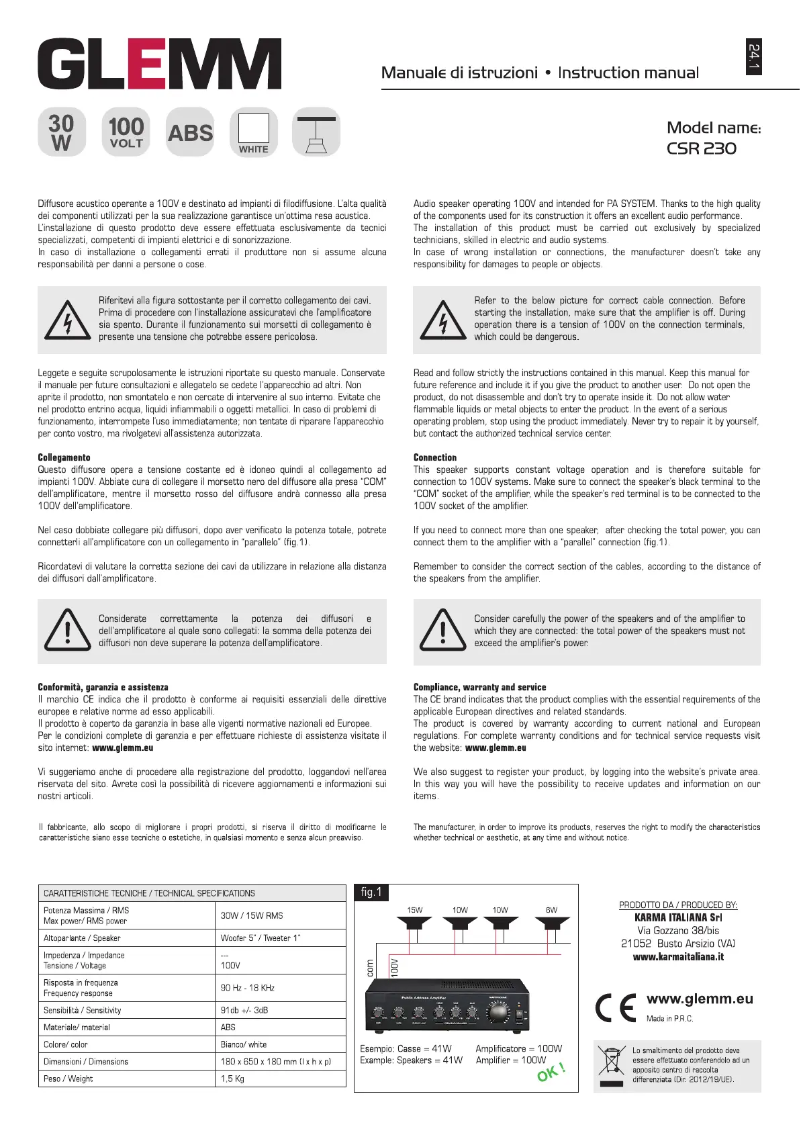 Página 1 del manual Manual de usuario Glemm CSR 230