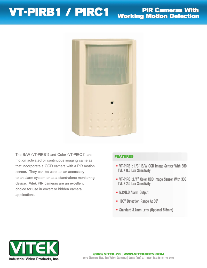 Page 1 de la notice Manuel utilisateur Vitek VT-PIRB1