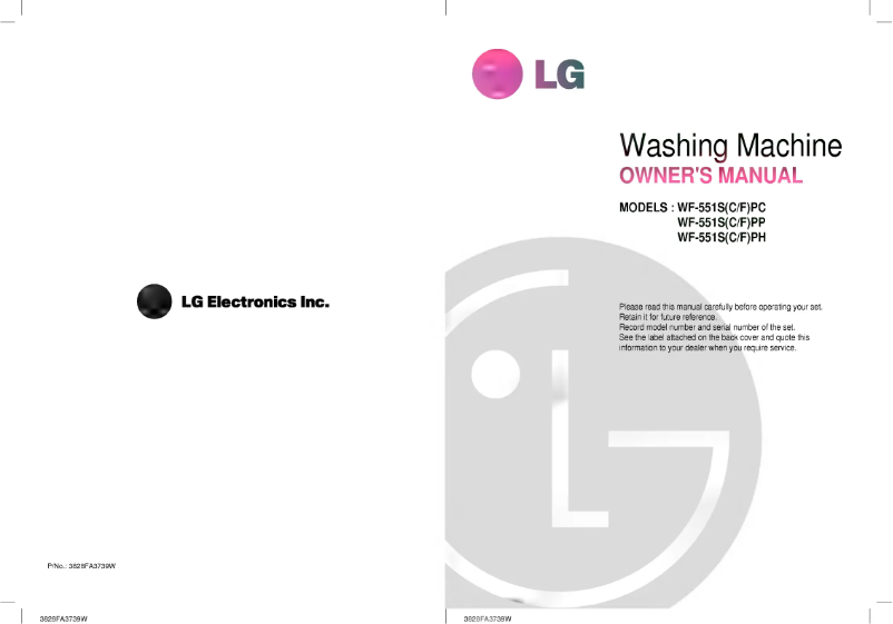 Page 1 de la notice Manuel utilisateur LG WF-551SPP