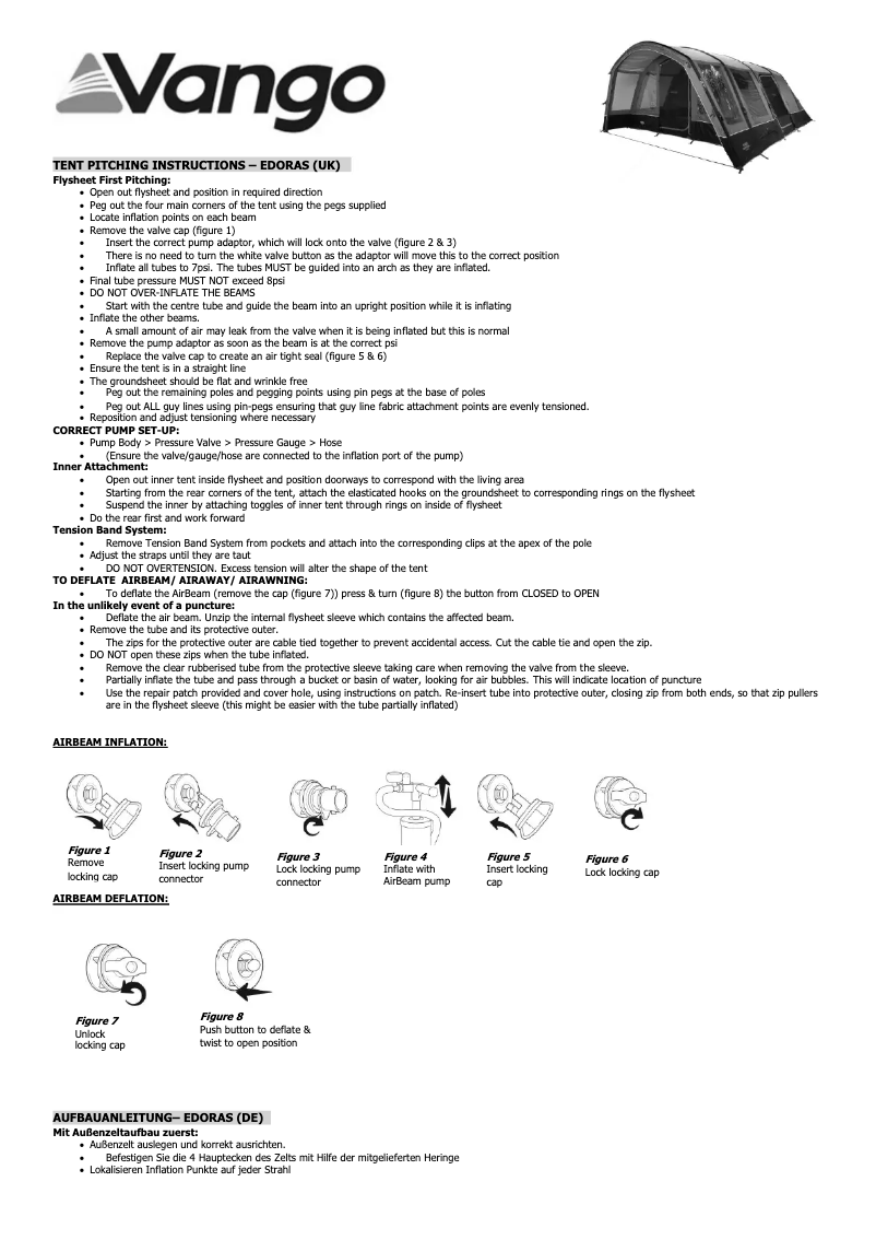 Page n°1 - Manuel utilisateur Vango Edoras 600XL