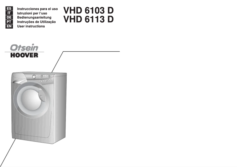 Page 1 de la notice Manuel utilisateur Hoover VHDS 6103 D07S