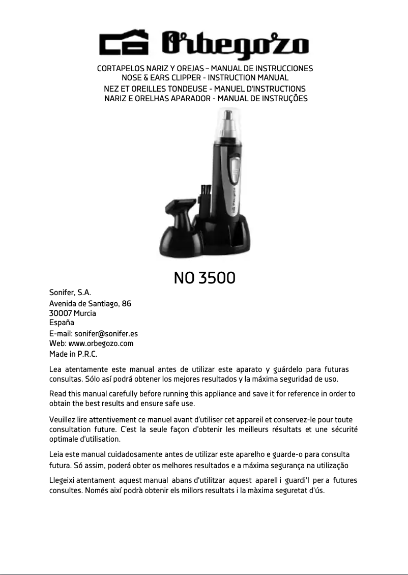 Página 1 del manual Manual de usuario Orbegozo NO 3500