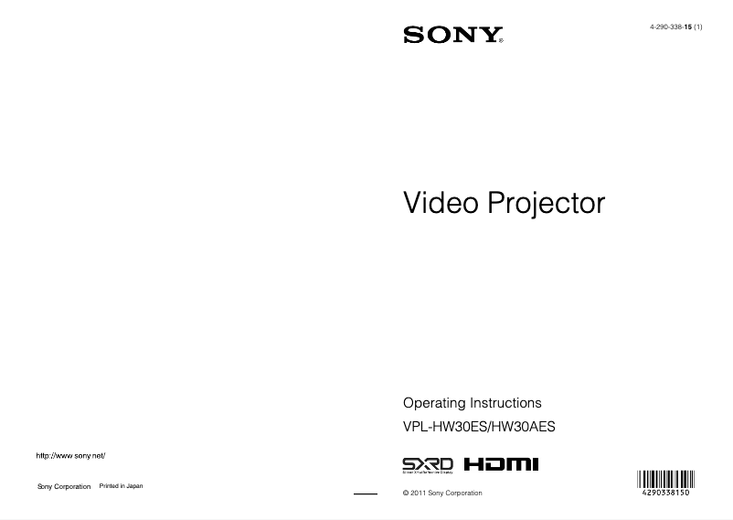 Page n°1 - Manuel utilisateur Sony VPL-HW30AES