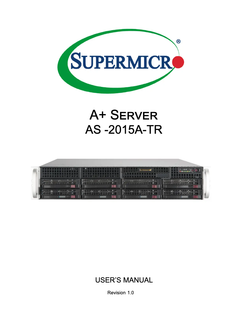Image de la première page du manuel de l'appareil SuperServer AS-2015A-TR