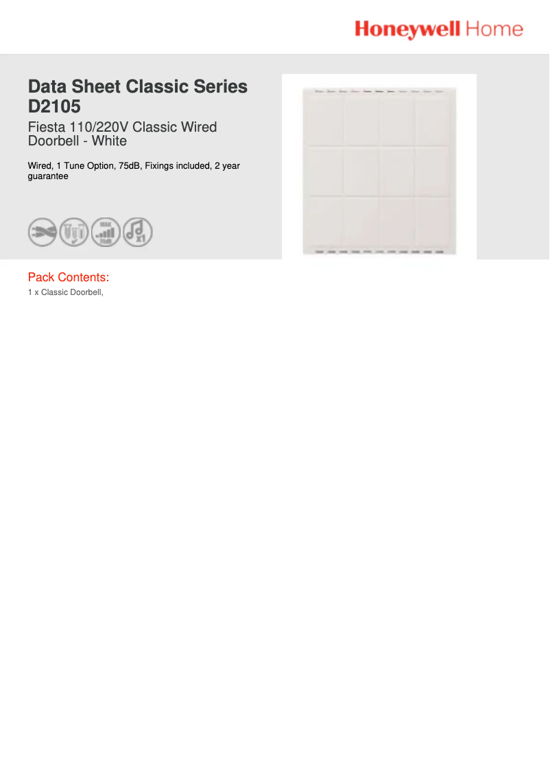 Page 1 de la notice Manuel utilisateur Honeywell D2105