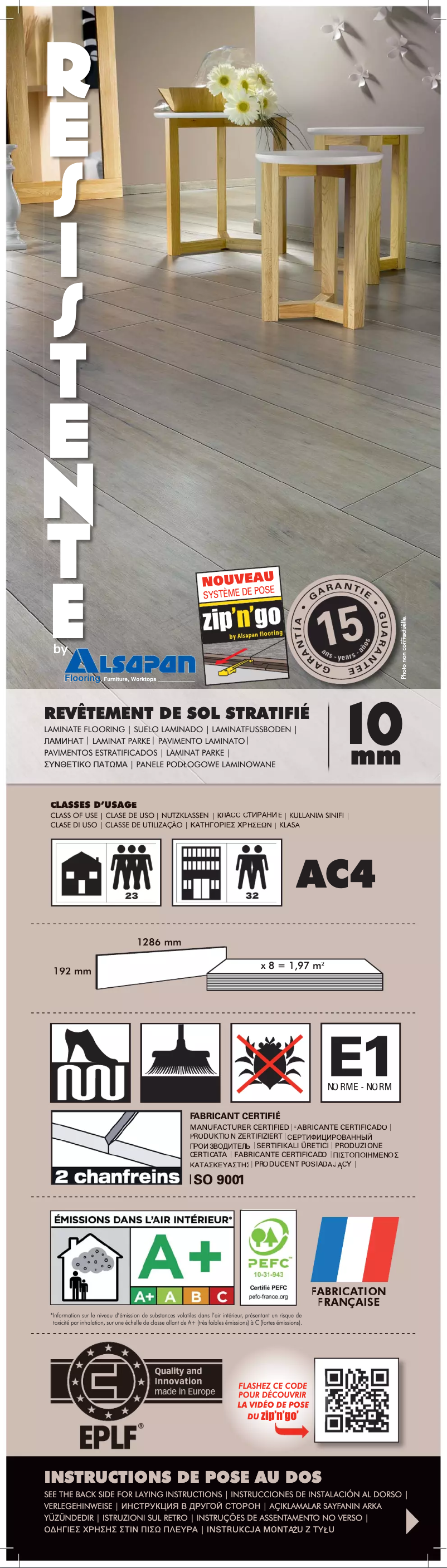 Page n°1 - Manuel utilisateur Alsapan Resistente