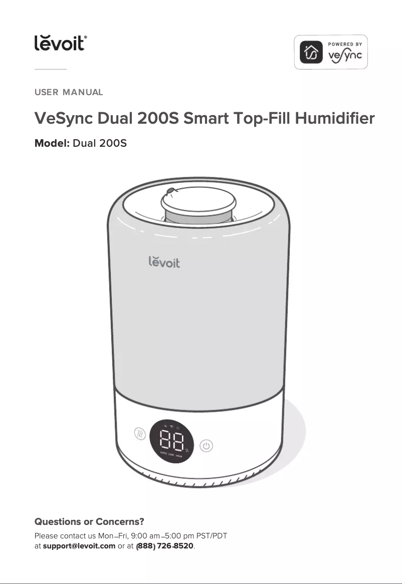 Page 1 de la notice Manuel utilisateur Levoit VeSync Dual 200S