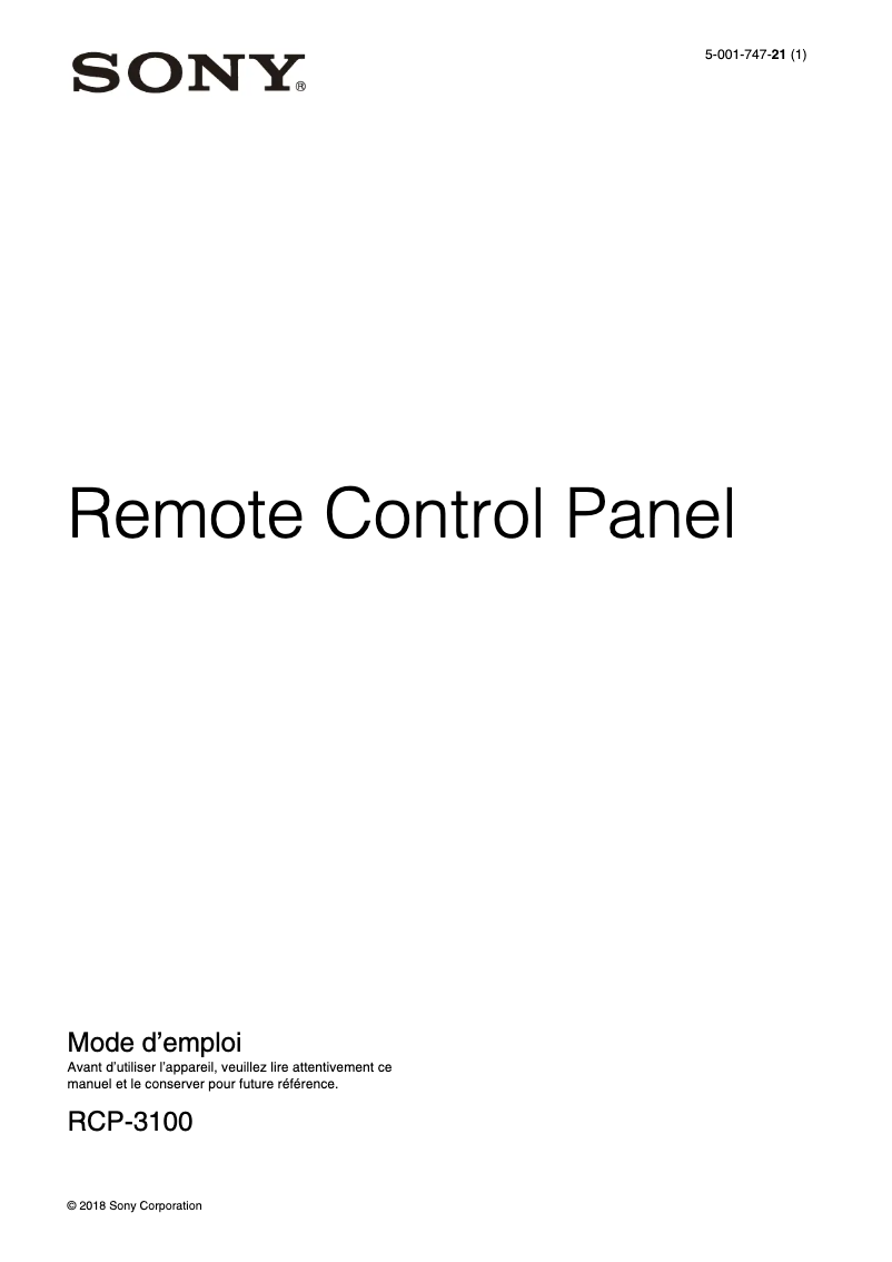 Página 1 del manual Manual de usuario Sony RCP-3100