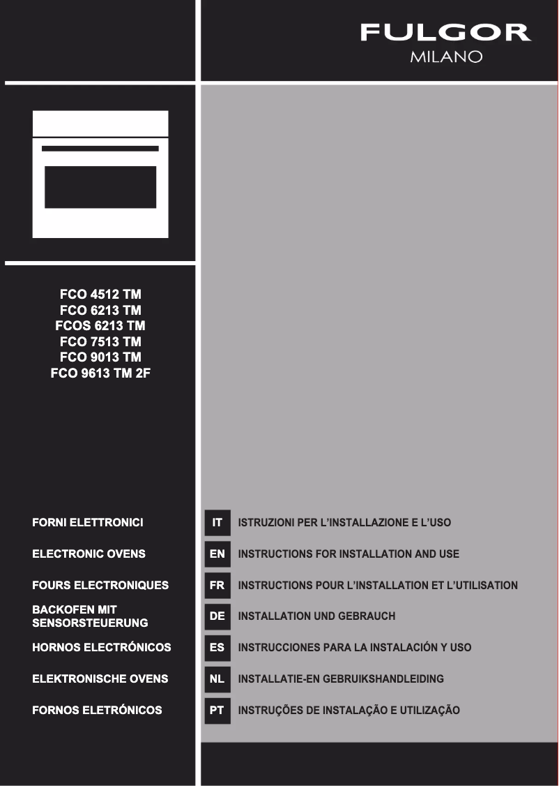 Page n°1 - Guide d'installation Fulgor Milano FCO 4512 TM