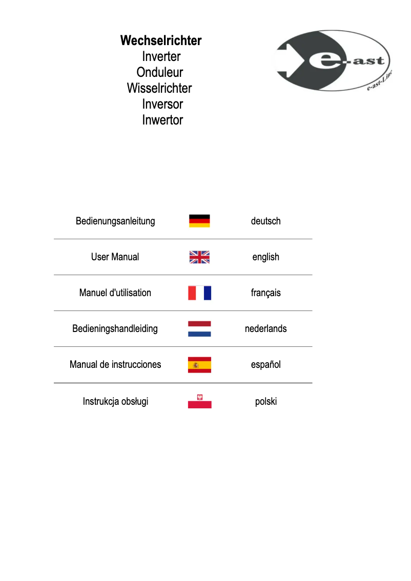 Page n°1 - Manuel utilisateur e-ast HPL 2000-12