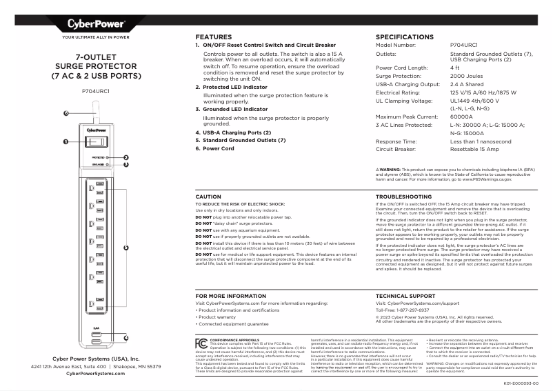 Page n°1 - Manuel utilisateur CyberPower P704URC1